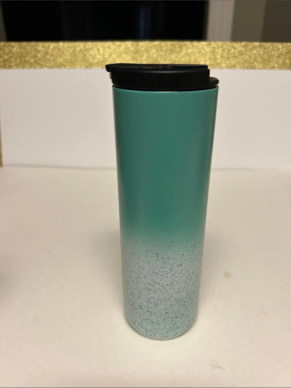 Starbucks 16 oz Aqua Ombre Glitter Travel Tumbler